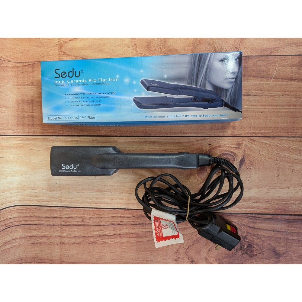 Sedu Ionic Ceramic Pro Flat Iron 1.5 Inch Plate SU-150A Tourmaline Black